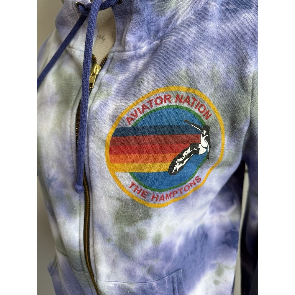 Aviator Nation Tye Dye Blue Hoodie Full Zip Sweatshirt The Hamptons Surf Small - Picture 3 of 9